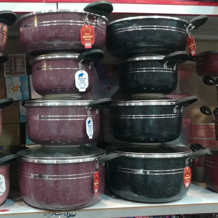 سرویس قابلمه 7 پارچه طرح چدن گرانیت زنبوری