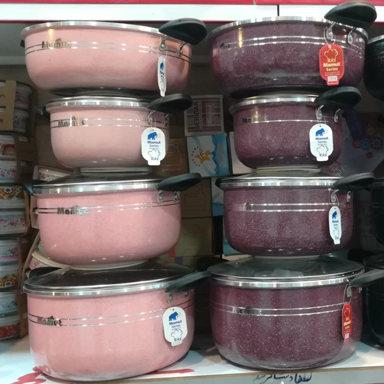 سرویس قابلمه 7 پارچه طرح چدن گرانیت زنبوری